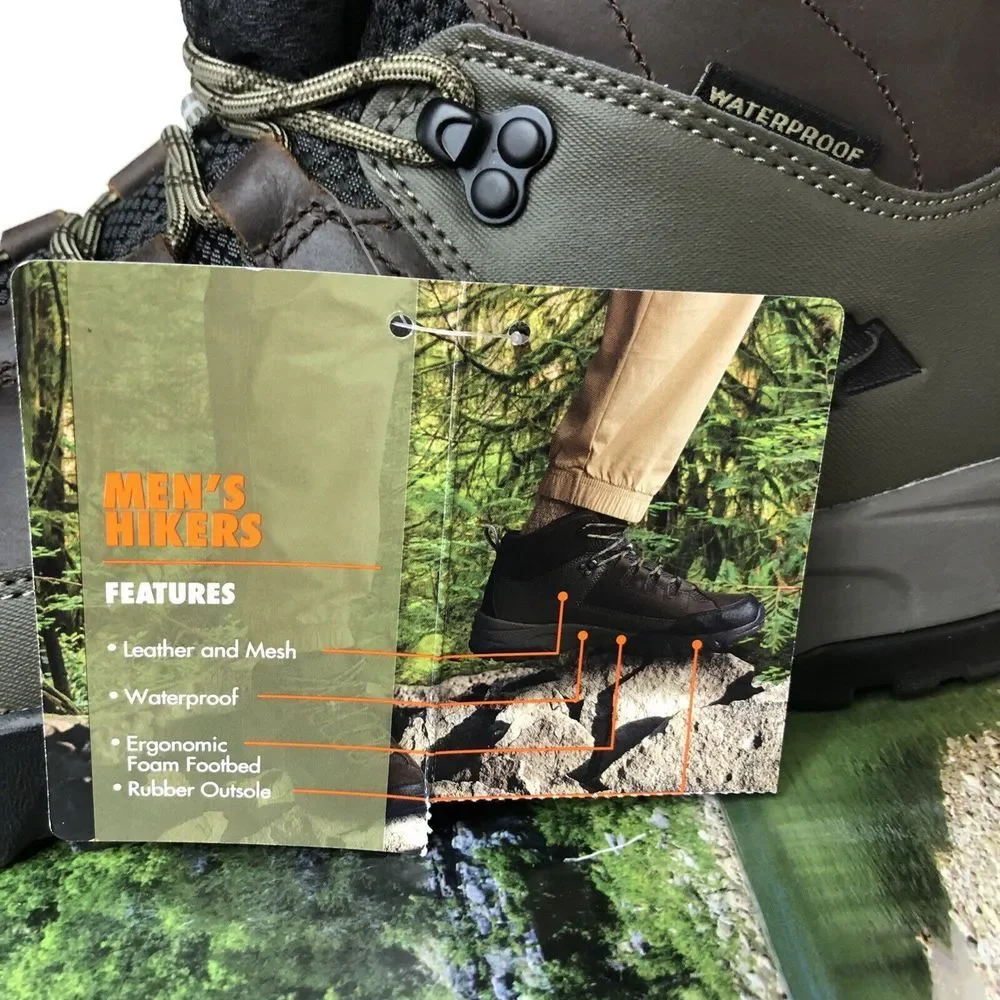 Ozark Trail Men's Meadows Waterproof Brown Leather Hiking Work Boots Size 13 NEW - Picture 16 of 16